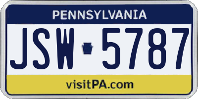 PA license plate JSW5787