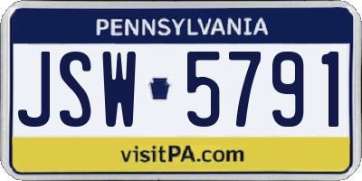 PA license plate JSW5791