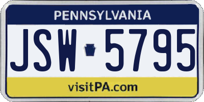 PA license plate JSW5795