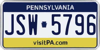 PA license plate JSW5796