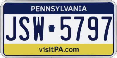 PA license plate JSW5797