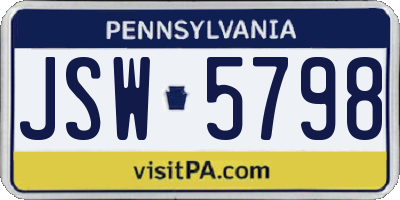 PA license plate JSW5798