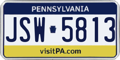 PA license plate JSW5813