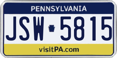 PA license plate JSW5815