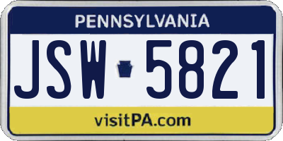 PA license plate JSW5821