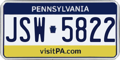 PA license plate JSW5822