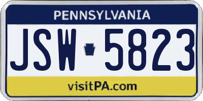 PA license plate JSW5823