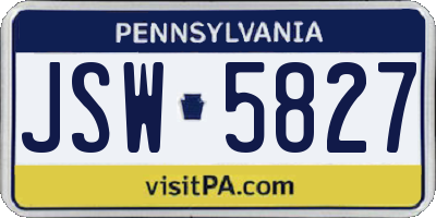 PA license plate JSW5827
