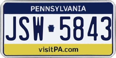 PA license plate JSW5843