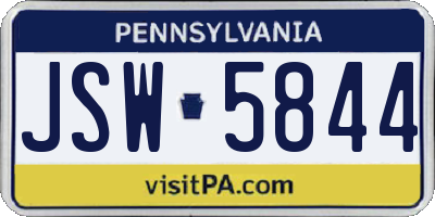 PA license plate JSW5844