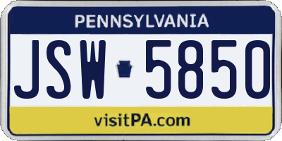 PA license plate JSW5850