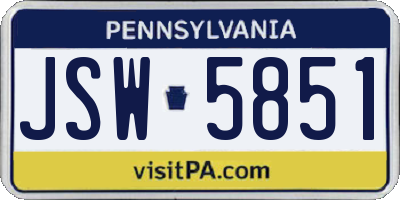 PA license plate JSW5851