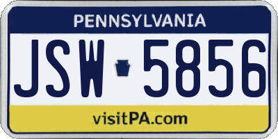 PA license plate JSW5856
