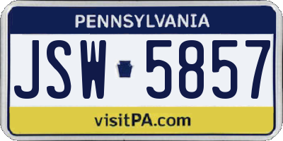PA license plate JSW5857