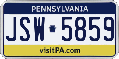 PA license plate JSW5859