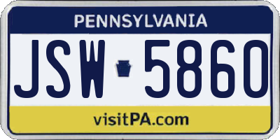 PA license plate JSW5860