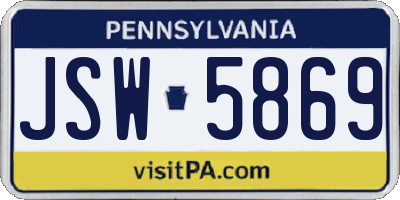 PA license plate JSW5869