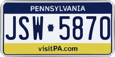 PA license plate JSW5870