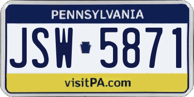 PA license plate JSW5871
