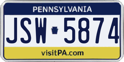 PA license plate JSW5874