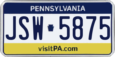 PA license plate JSW5875