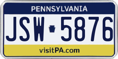 PA license plate JSW5876