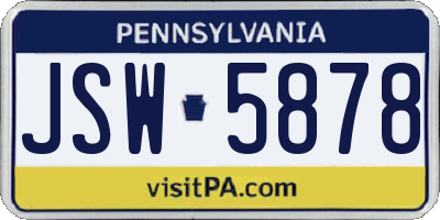 PA license plate JSW5878