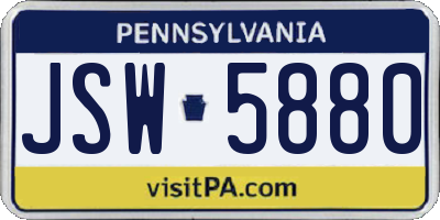PA license plate JSW5880