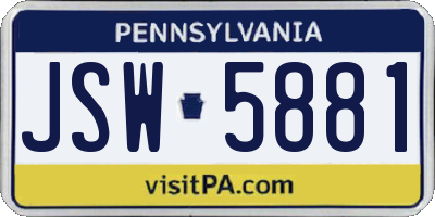 PA license plate JSW5881
