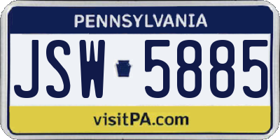 PA license plate JSW5885