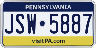 PA license plate JSW5887