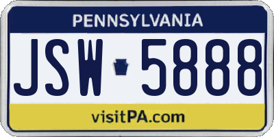 PA license plate JSW5888