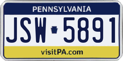 PA license plate JSW5891