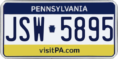 PA license plate JSW5895