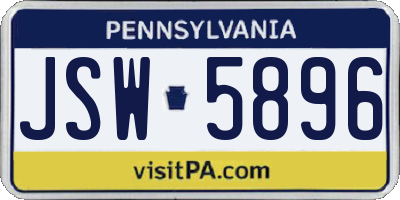 PA license plate JSW5896