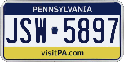 PA license plate JSW5897