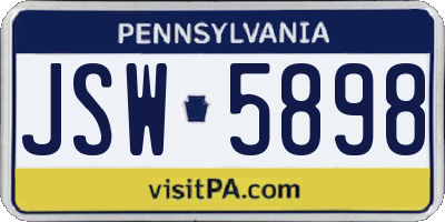 PA license plate JSW5898
