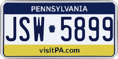 PA license plate JSW5899