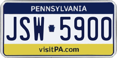 PA license plate JSW5900