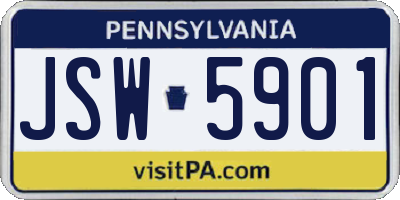 PA license plate JSW5901