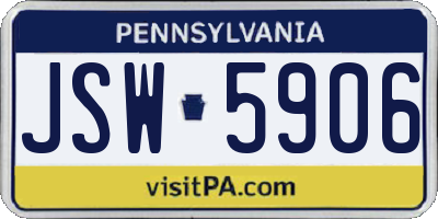 PA license plate JSW5906