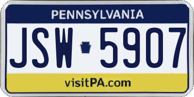 PA license plate JSW5907