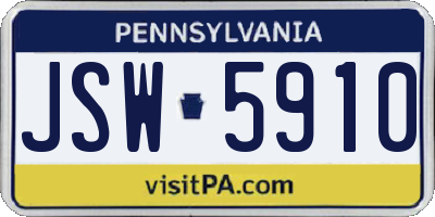 PA license plate JSW5910