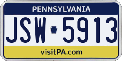PA license plate JSW5913