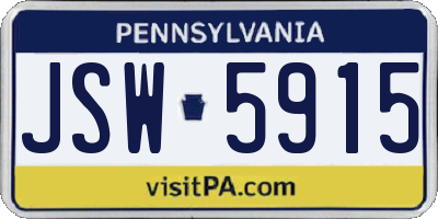 PA license plate JSW5915