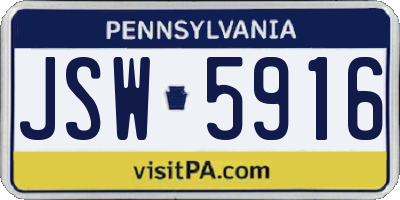 PA license plate JSW5916