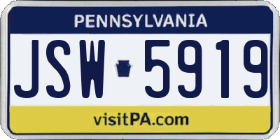 PA license plate JSW5919