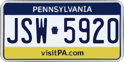 PA license plate JSW5920