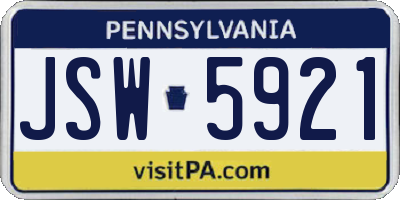 PA license plate JSW5921