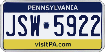PA license plate JSW5922